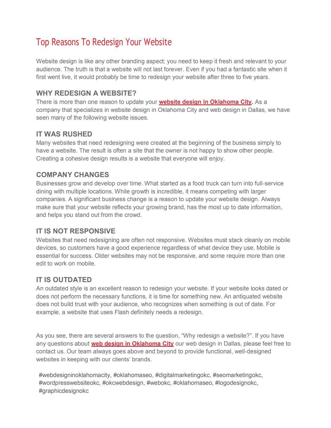 Top Reasons To Redesign Your Website by myheartcreative - Issuu