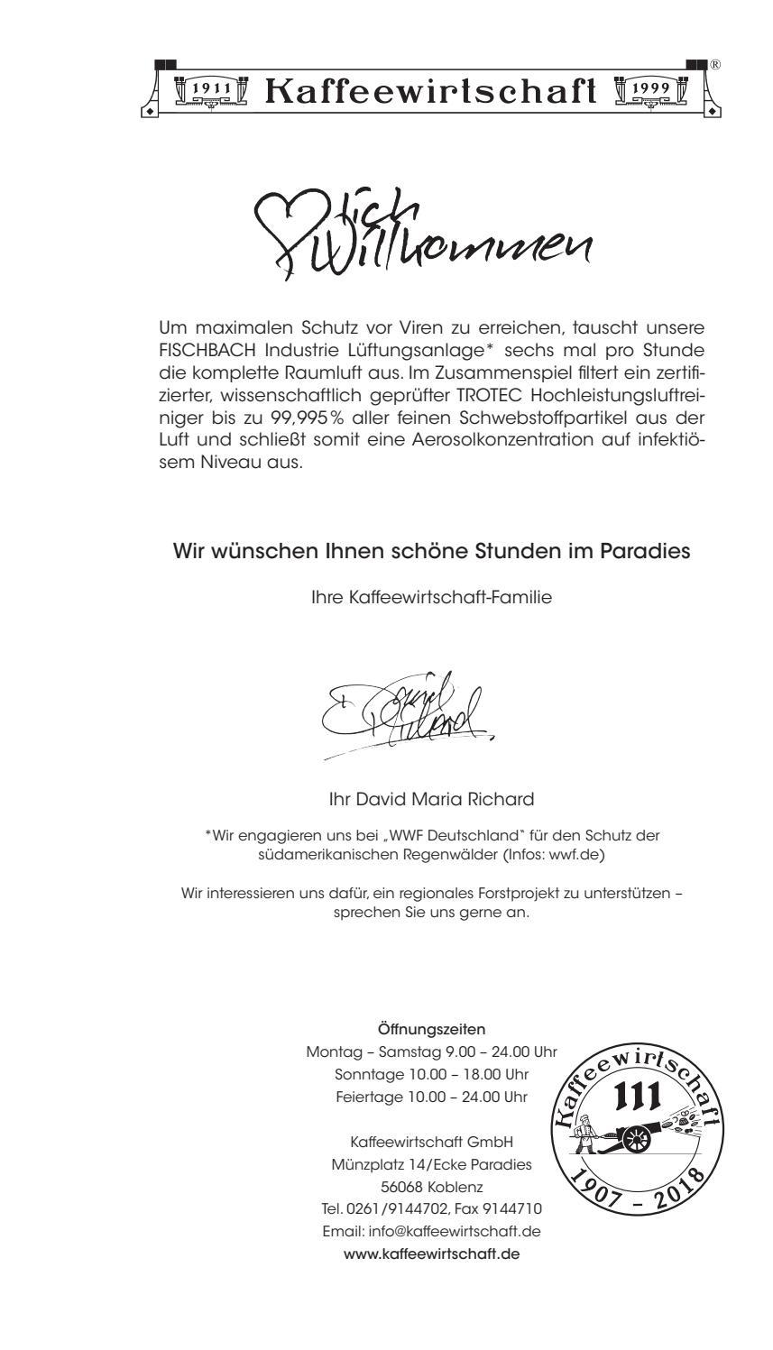 Speise- und Getränkekarte Kaffeewirtschaft Koblenz (Stand 12-2021) by