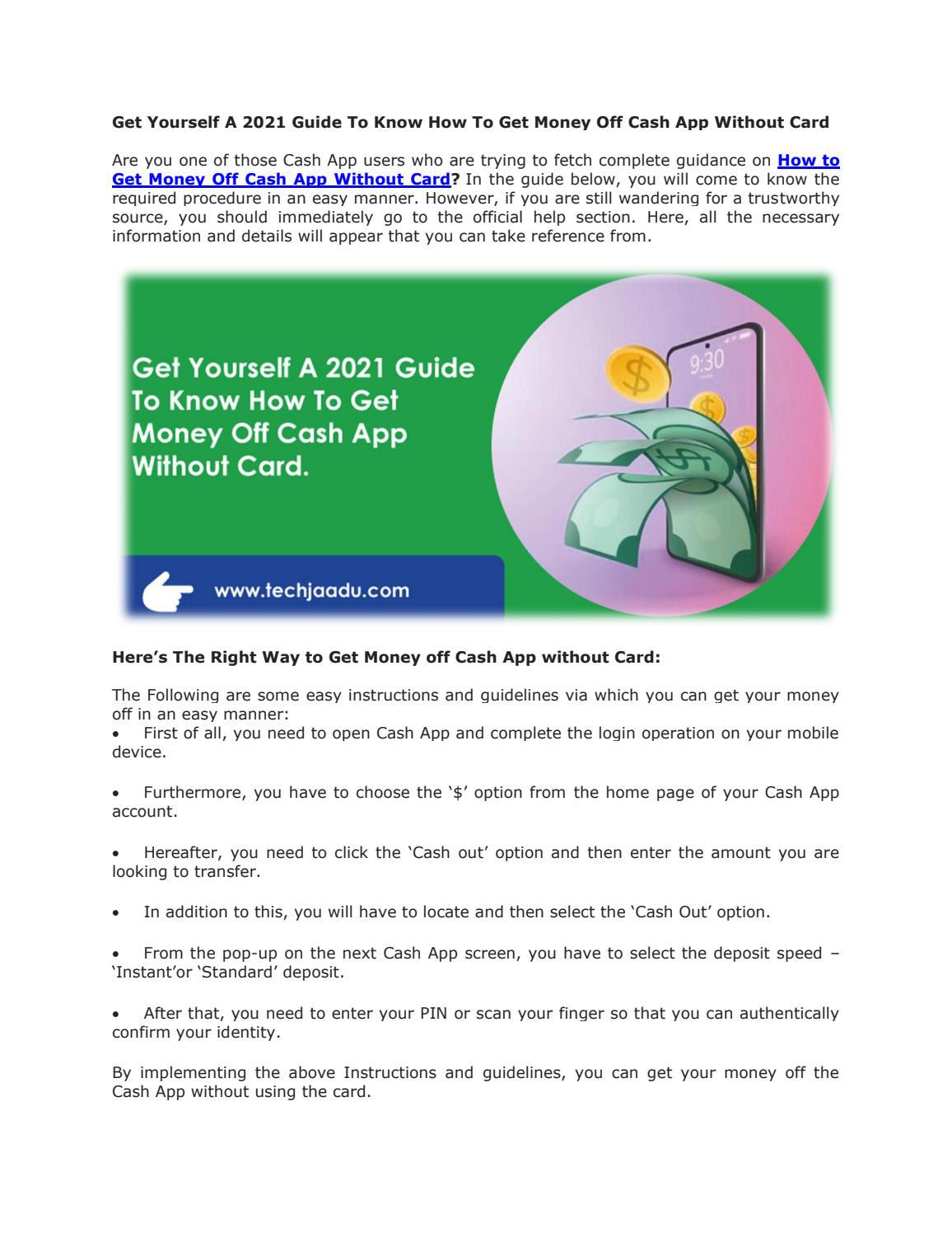 Get Yourself A 2021 Guide To Know How To Get Money Off Cash App Without