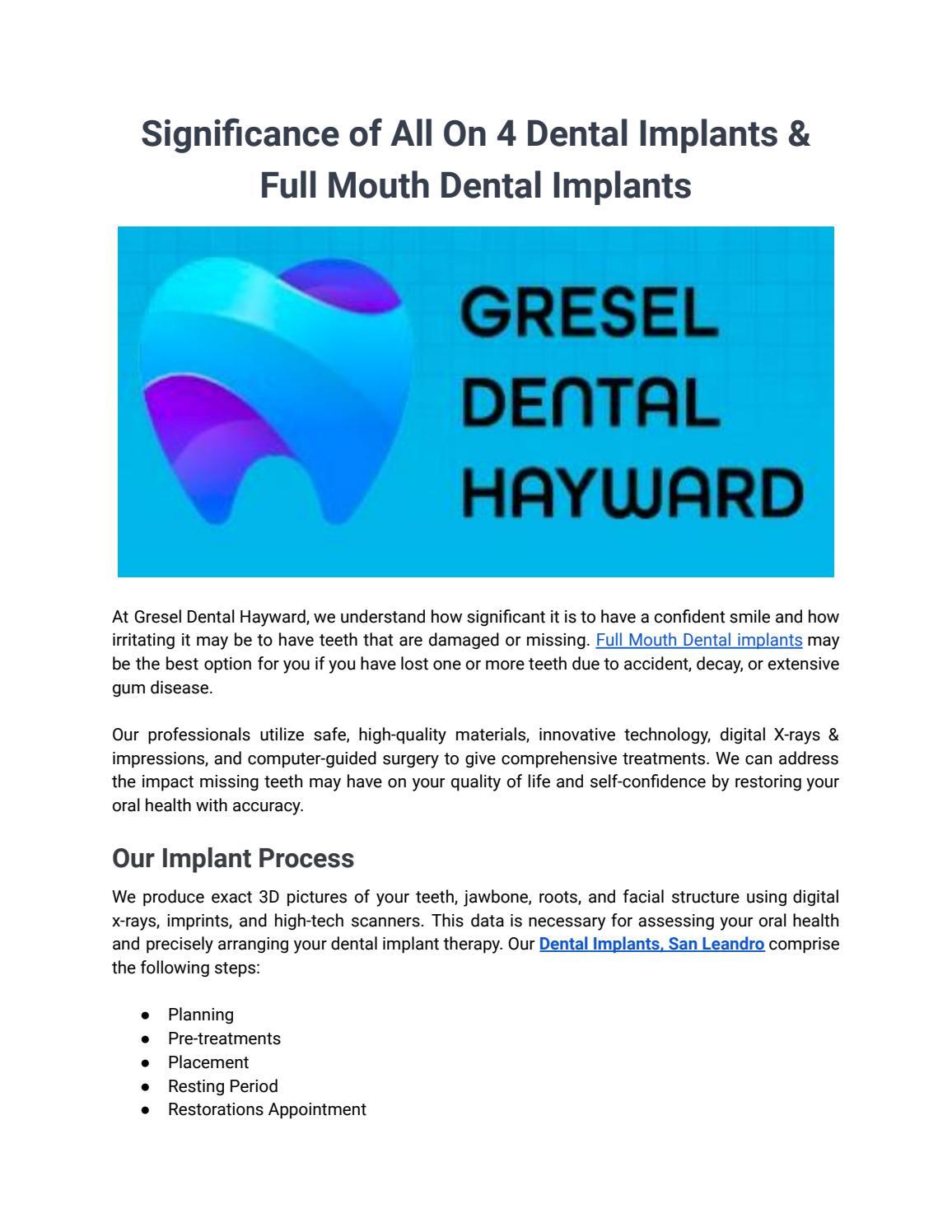 Significance of All On 4 Dental Implants & Full Mouth Dental Implants