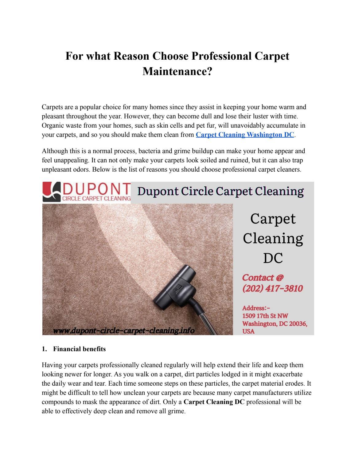 For what Reason Choose Professional Carpet Maintenance by Dupont Circle