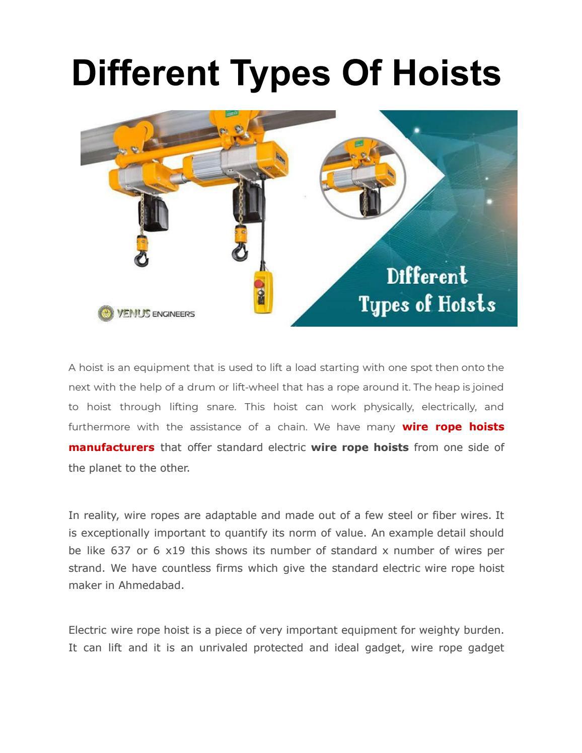Different Types of Hoists by Venus Engineers Issuu