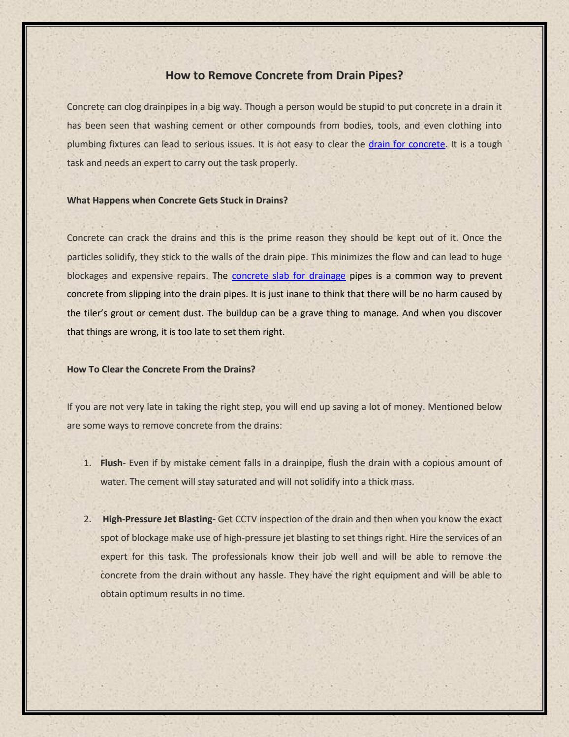 How to Remove Concrete from Drain Pipes? by Nova FormWorks Issuu