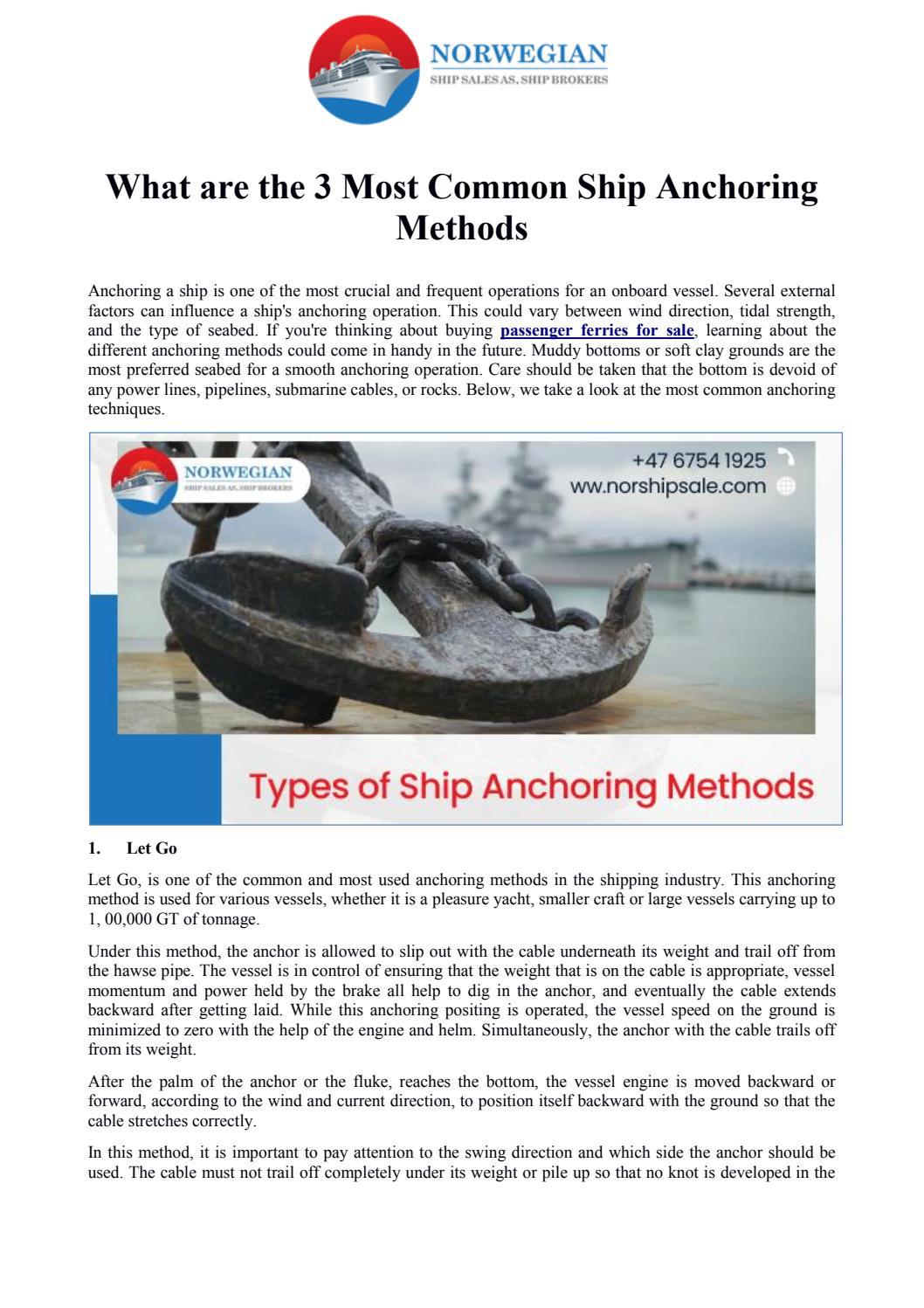 What are the 3 Most Common Ship Anchoring Methods? by OVE JEBSEN Issuu