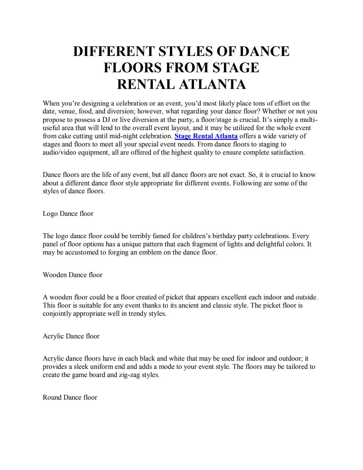 DIFFERENT STYLES OF DANCE FLOORS FROM STAGE RENTAL ATLANTA by