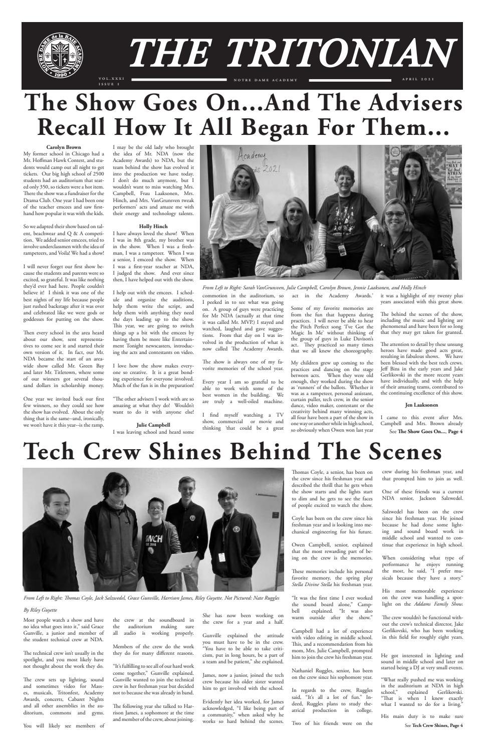 Tritonian Academy Awards 2021 by Notre Dame de la Baie Academy Issuu