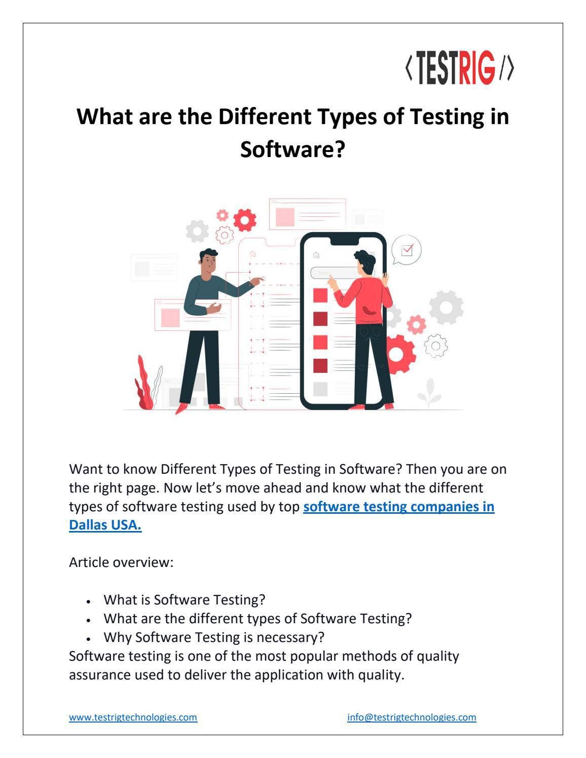 What are the Different Types of Testing in Software by Testrig ...