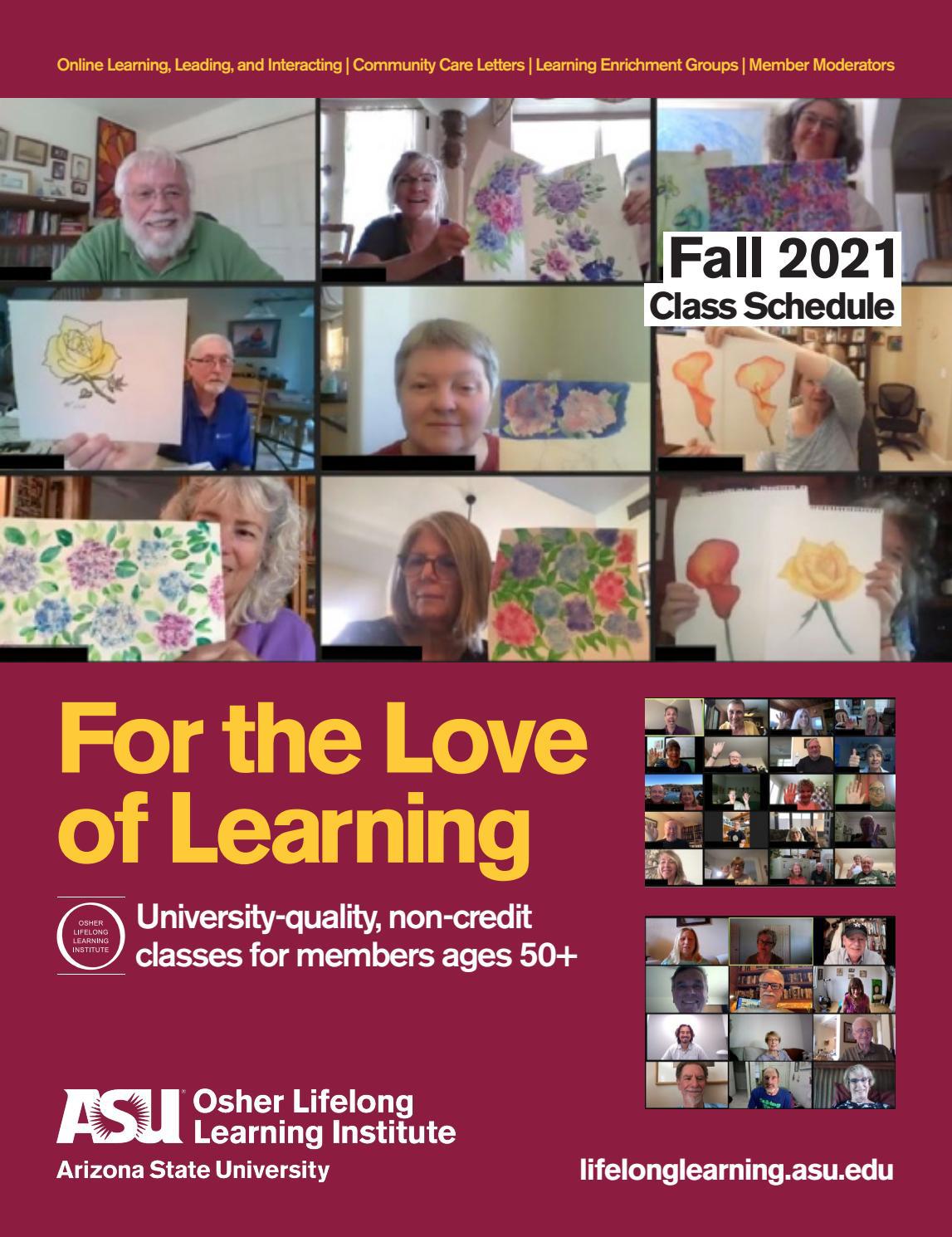 Fall 2021 Class Schedule Osher Lifelong Learning Institute At ASU 
