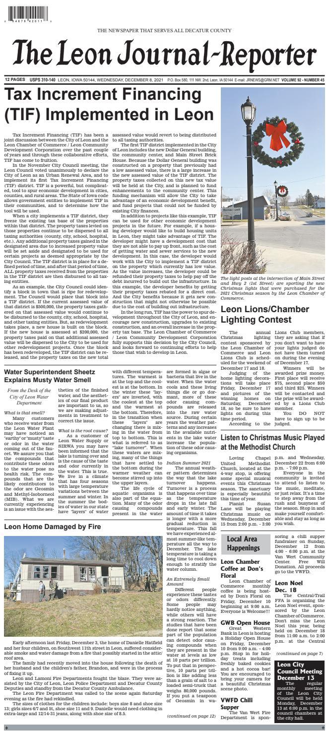 The Leon JournalReporter December 8, 2021 by Tonya Kunze Lindsey Issuu