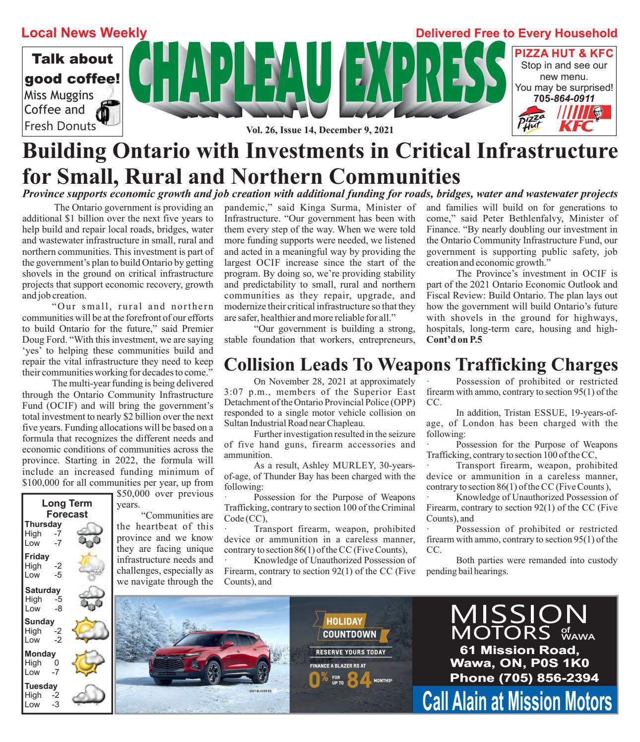 12092021 December 9 2021 by The Chapleau Express Issuu