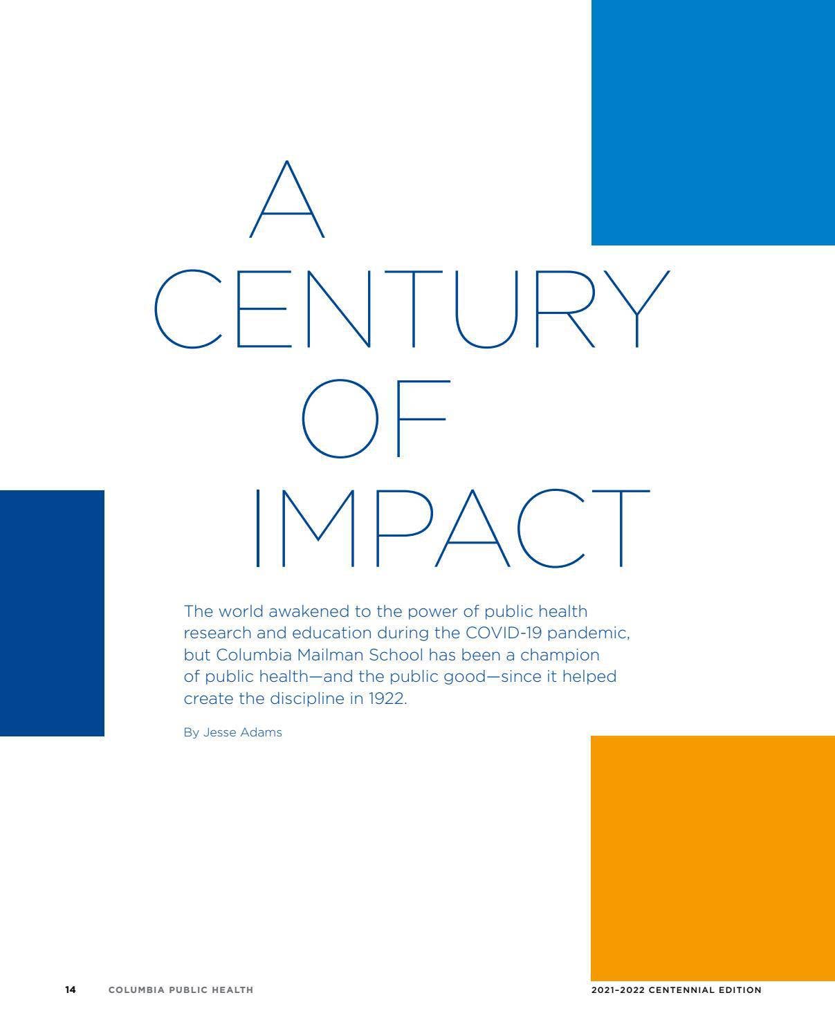 Columbia Public Health - A Century of Impact 1922–2022 by Columbia ...