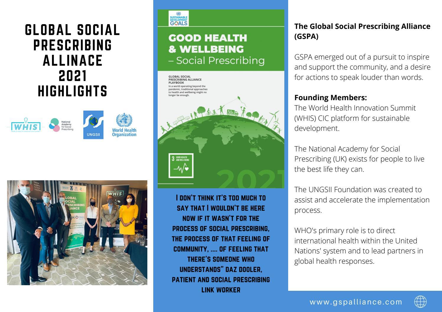 Global Social Prescribing Alliance Highlights 2021 by WHIS Inspire - Issuu