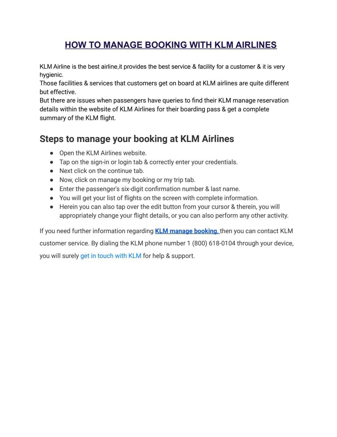 How to manage booking with KLM Airlines? by Fares Jungle Issuu