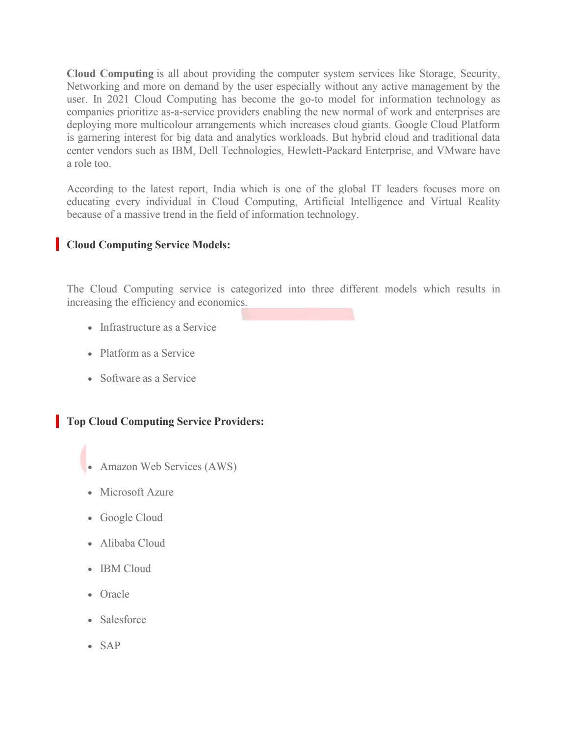 BEST CLOUD COMPUTING SERVICE PROVIDERS OF 2021 by credosystemz - Issuu