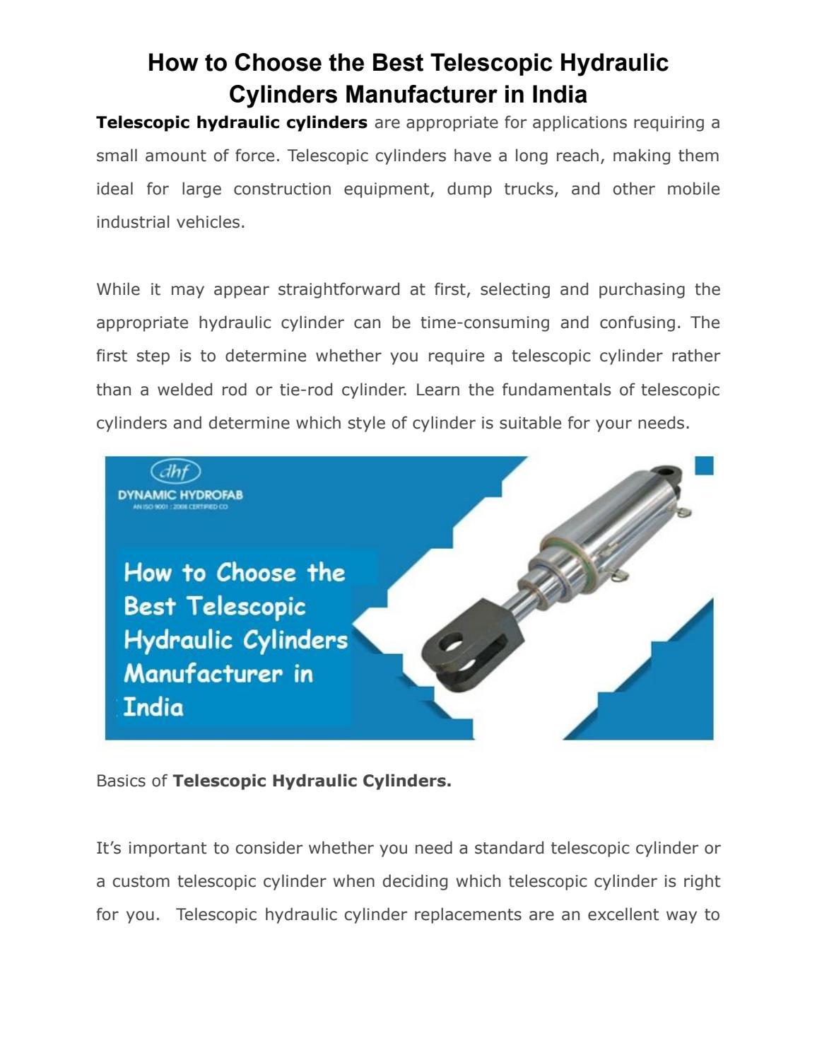 How to Choose the Best Telescopic Hydraulic Cylinders Manufacturer in
