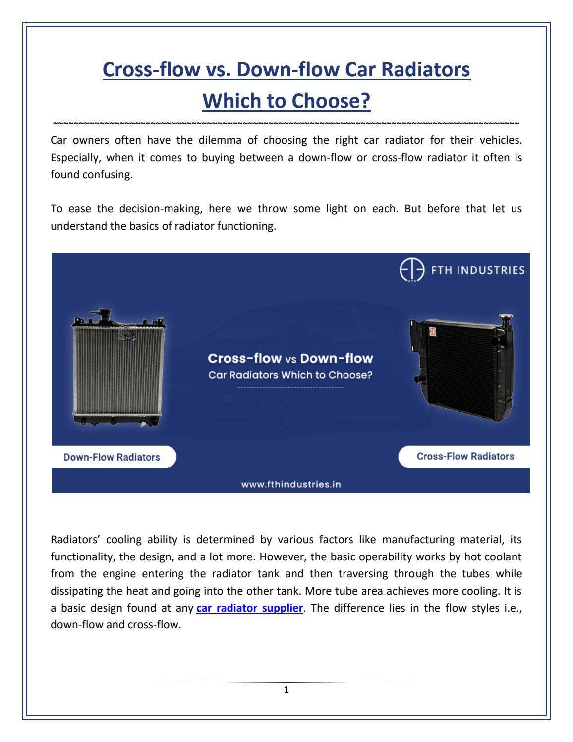 Cross-flow vs. Down-flow Car Radiators; Which to Choose? by FTH ...