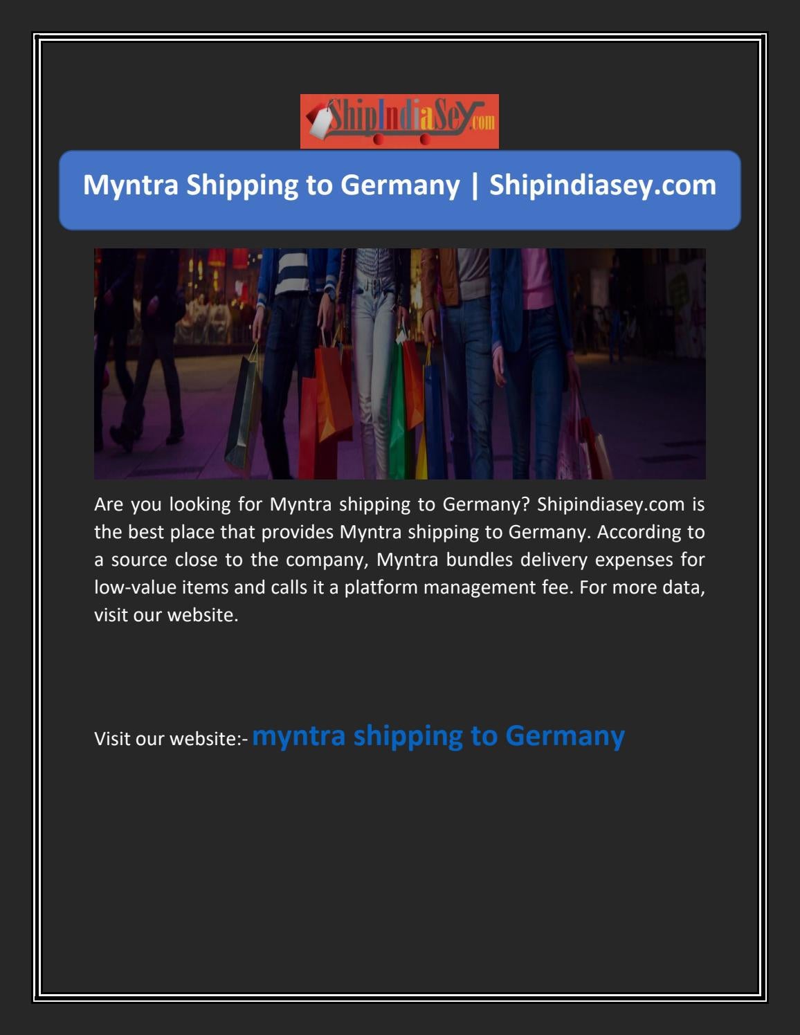 Myntra Shipping to Germany by Shipindiasey Issuu