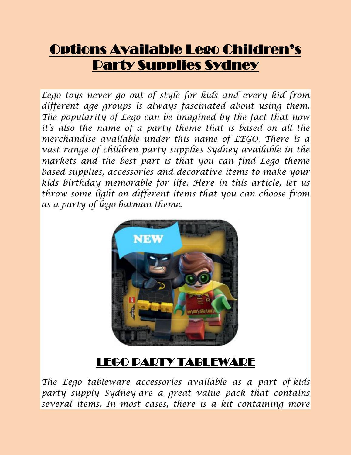 Options Available Lego Children’s Party Supplies Sydney by