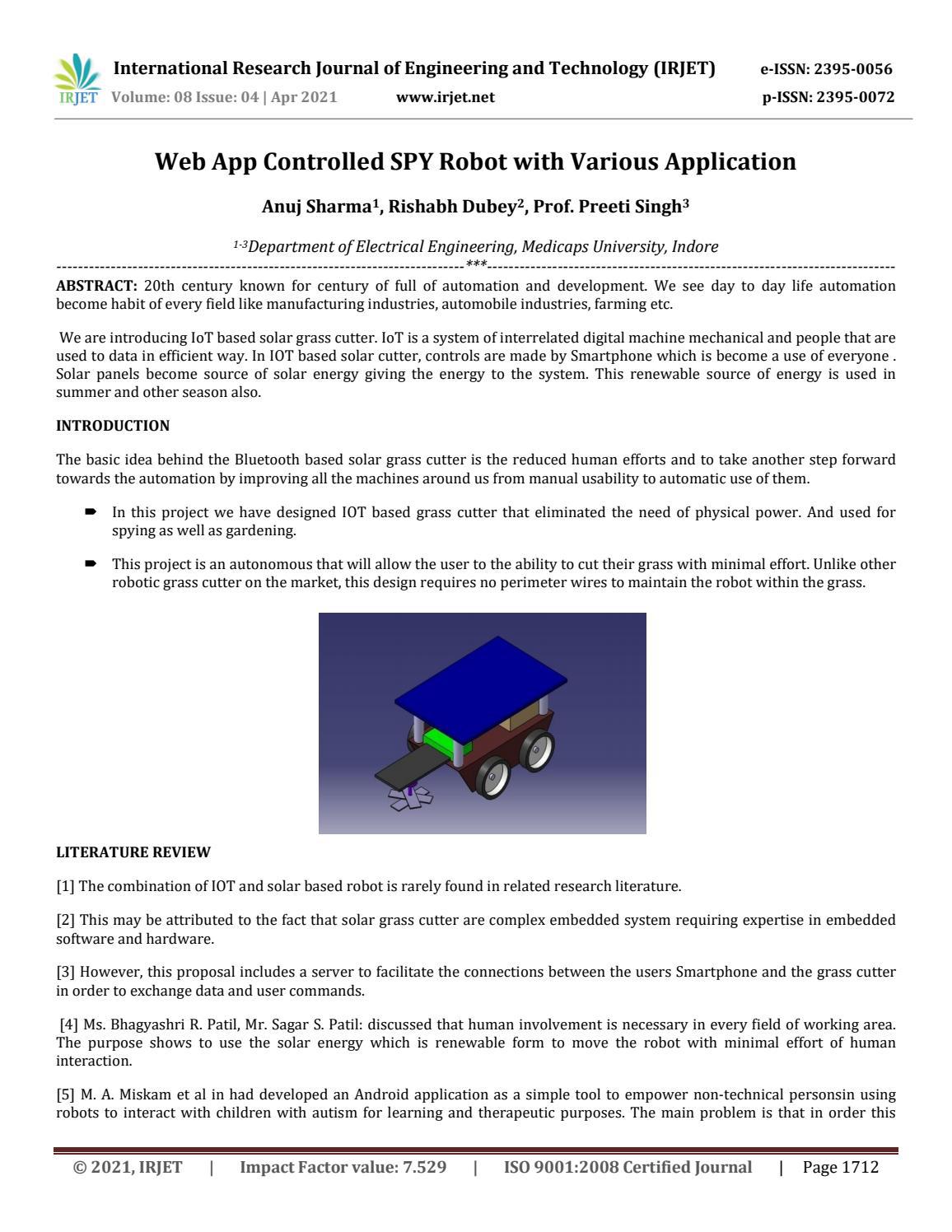 IRJET- Web App Controlled SPY Robot with Various Application by IRJET ...