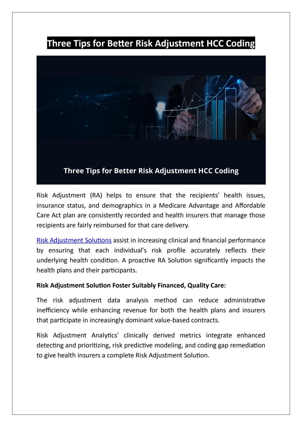 Three Tips for Better Risk Adjustment HCC Coding by persiviainc Issuu