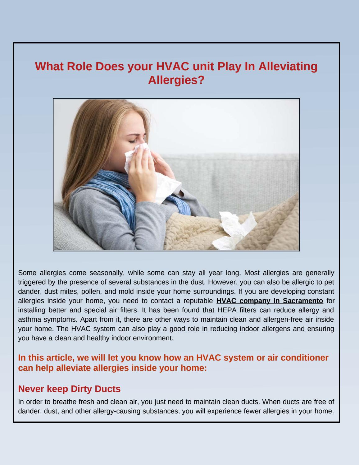 What Is Your HVAC System's Role In Allergy Relief? by Heald Mechanical