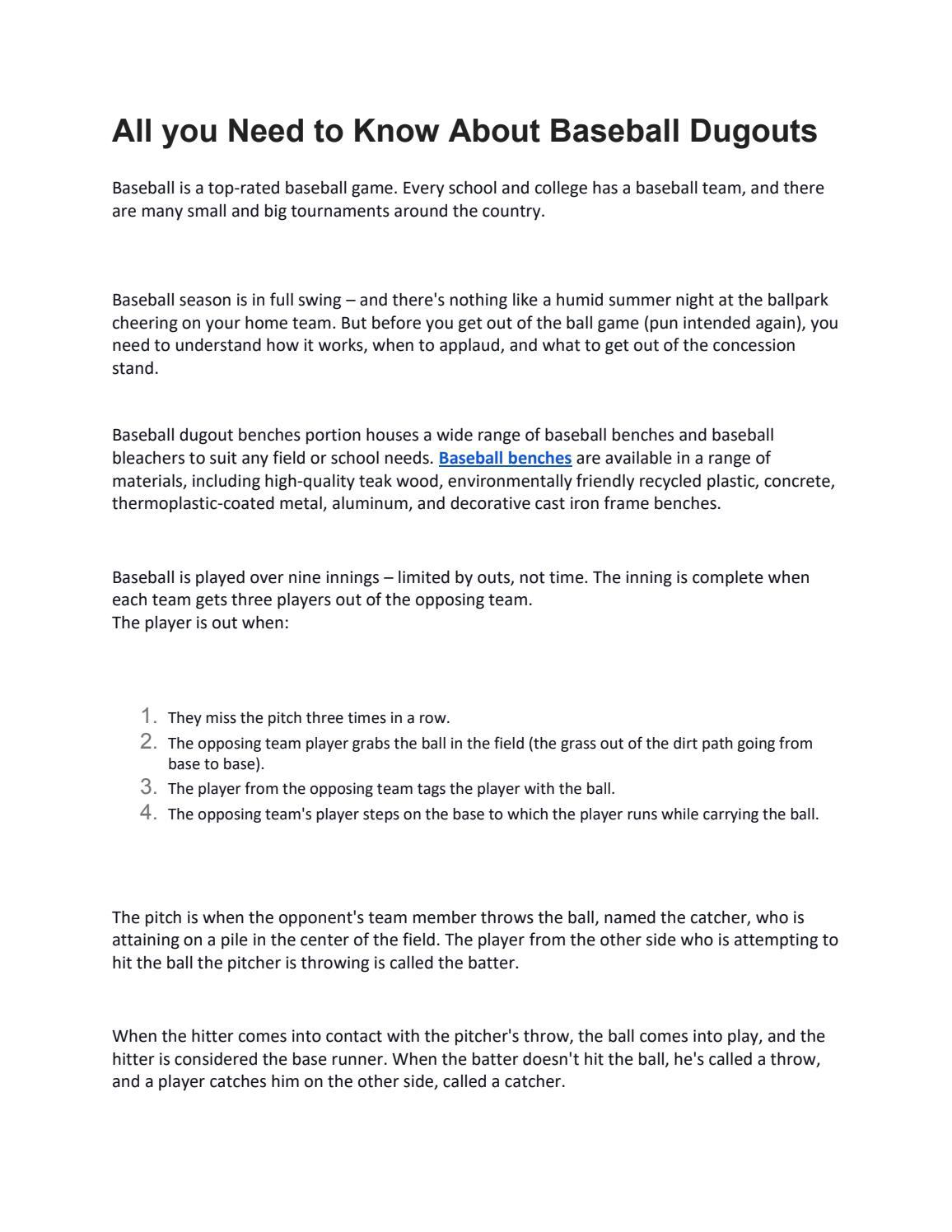 All you Need to Know About Baseball Dugouts by baseballraket Issuu