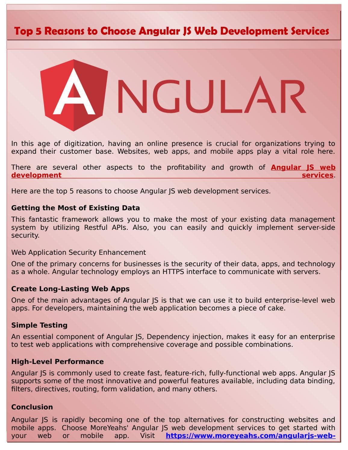 Top 5 Reasons to Choose AngularJS Web Development Services by Moreyeahs ...