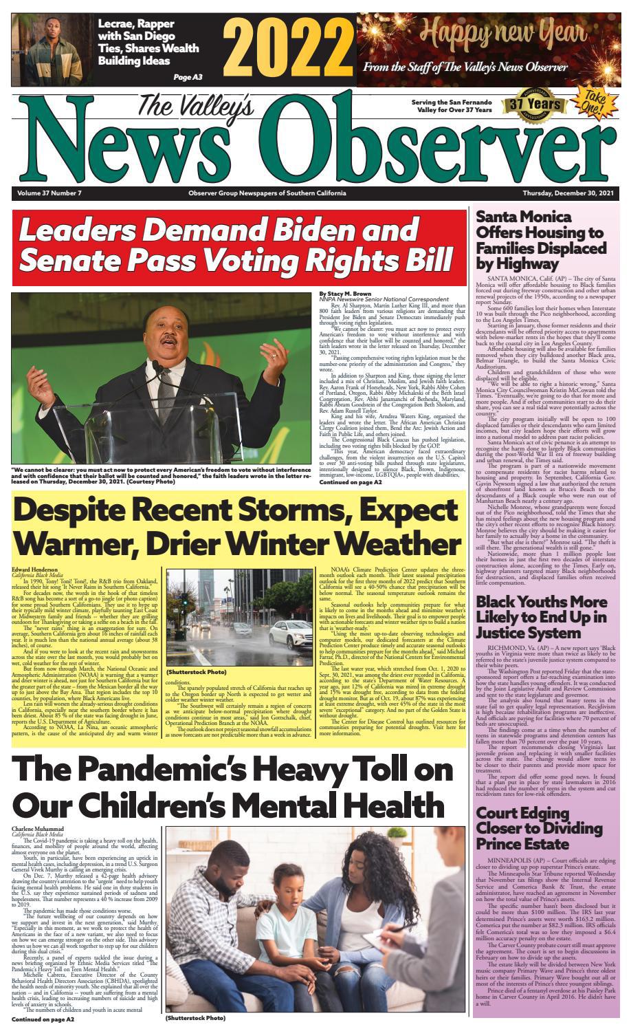 Valley's News Observer 12.30.21 by Observer Group Newspapers of