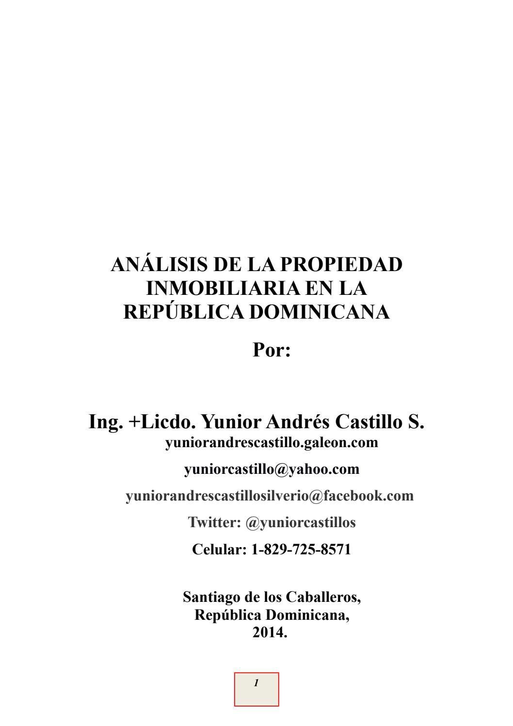 ANÁLISIS DE LA PROPIEDAD INMOBILIARIA EN LA REP. DOMINICANA by Yunior Andrés Castillo Silverio