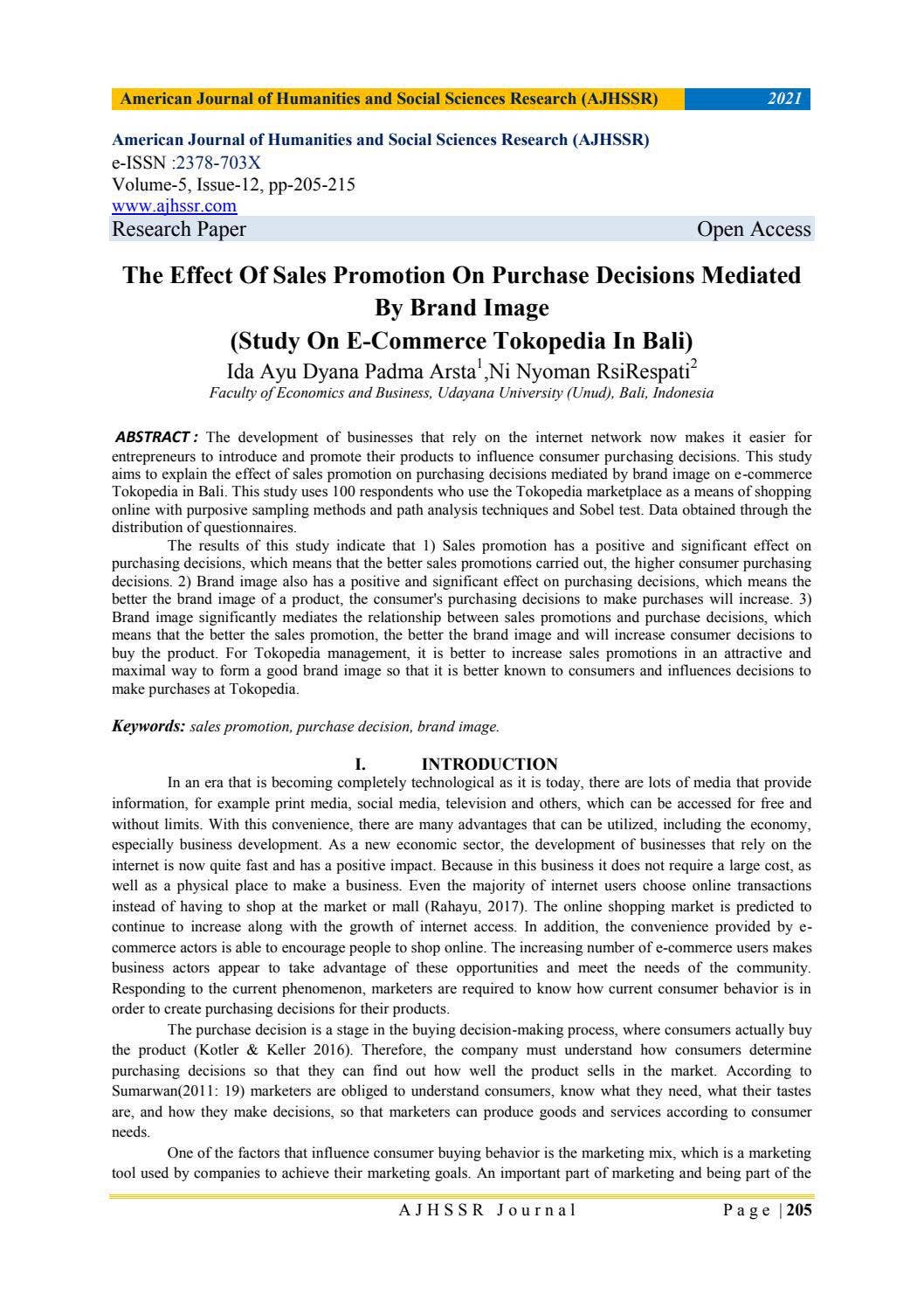 The Effect Of Sales Promotion On Purchase Decisions Mediated By Brand ...