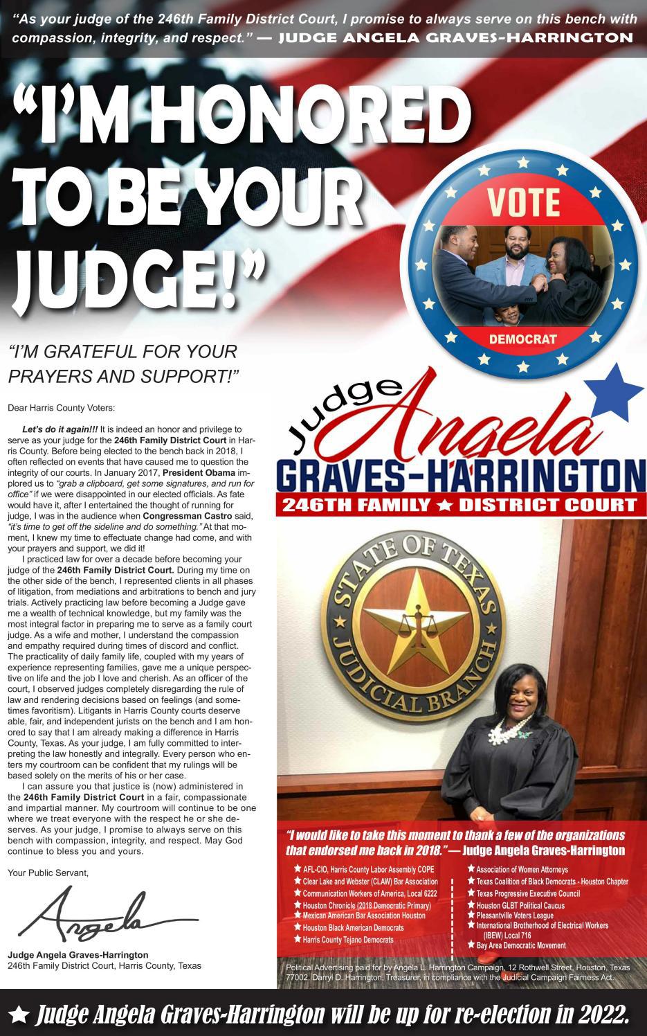 Judge Angela Graves Harrington is Running for ReElection in 2022 by