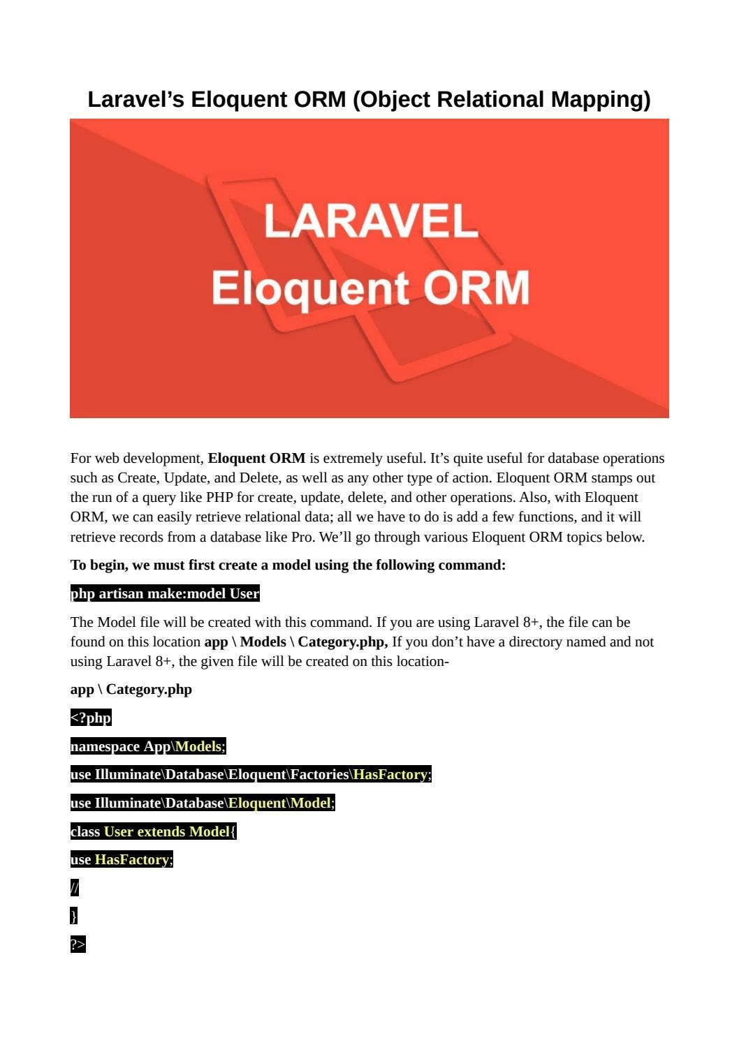 Laravel's Eloquent ORM (Object Relational Mapping) - BMN Infotech by ...