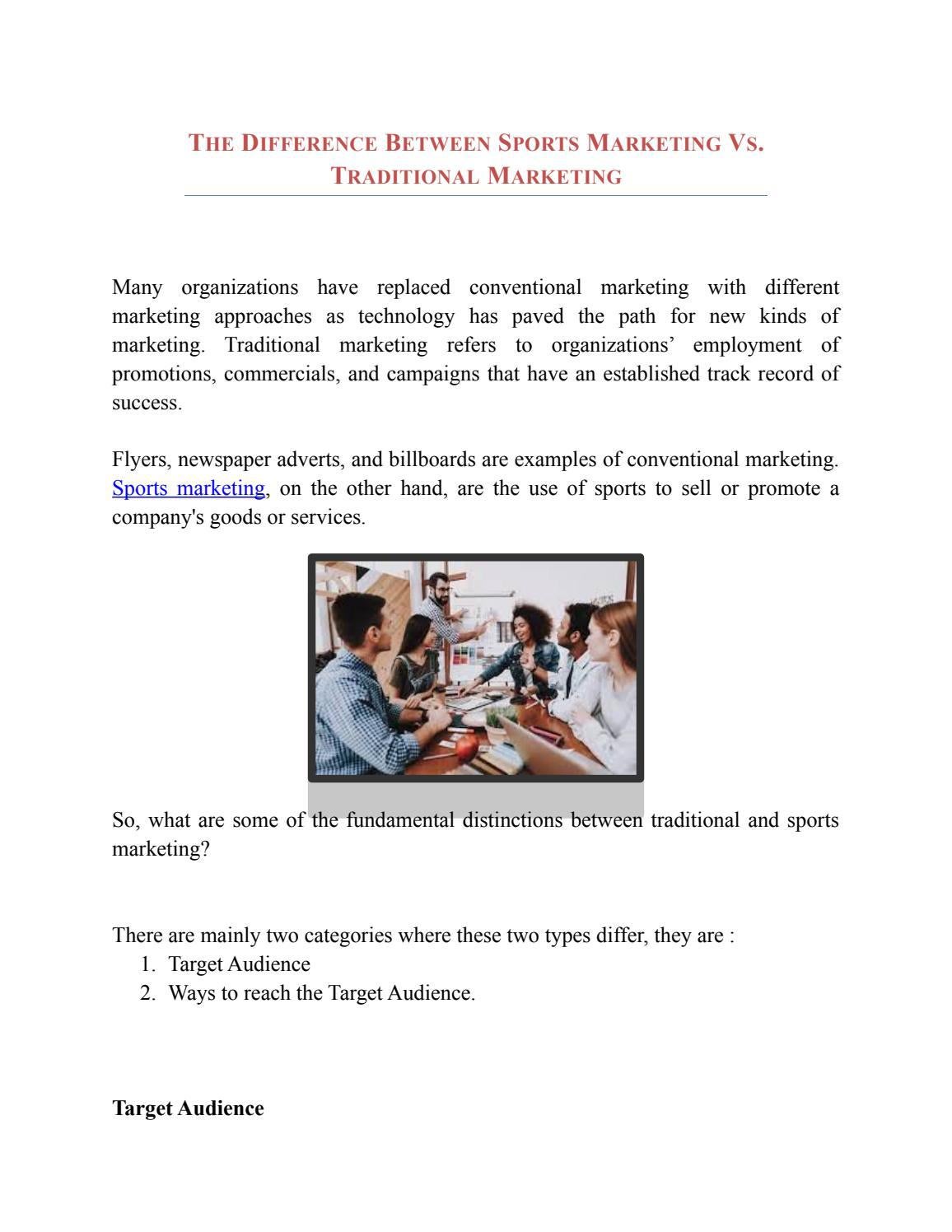THE DIFFERENCE BETWEEN SPORTS MARKETING VS. TRADITIONAL MARKETING by
