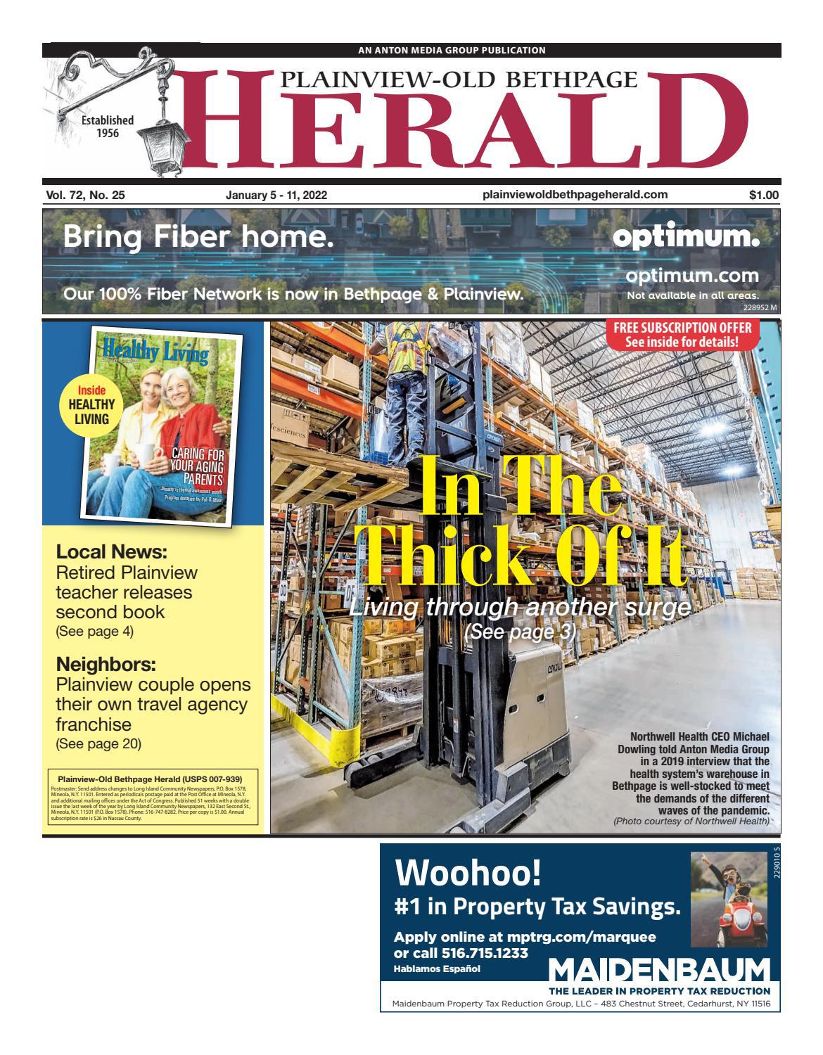 Plainview–Old Bethpage Herald 1/5/22 edition is published weekly by Anton  Media Group. by Anton Community Newspapers - Issuu
