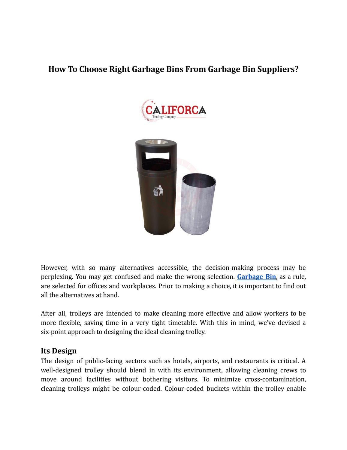 How To Choose Right Garbage Bins From Garbage Bin Suppliers? by