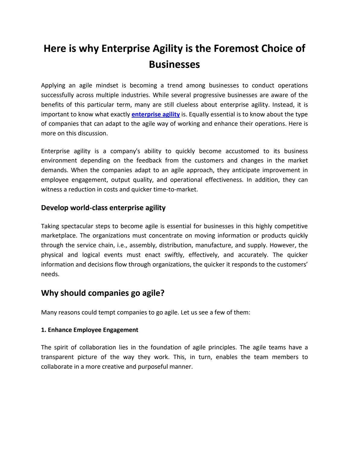 Here is why Enterprise Agility is the Foremost Choice of Businesses by ...