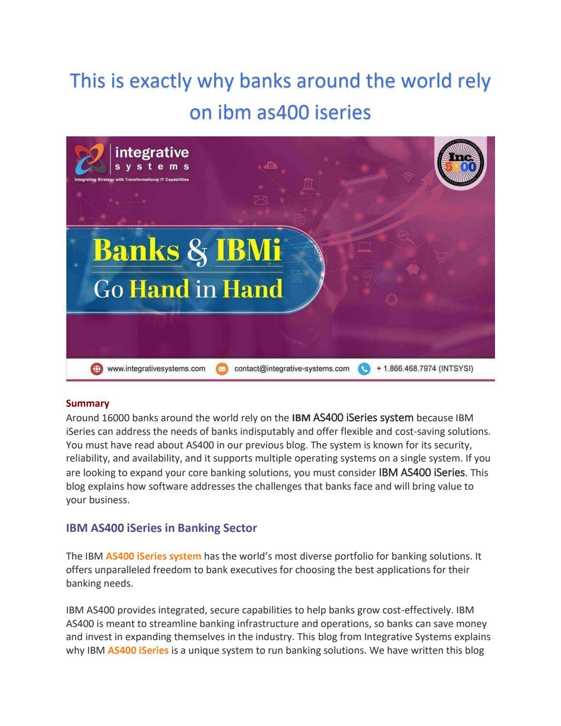 Why banks around the World Rely on IBM AS400 iSeries by Integrative ...
