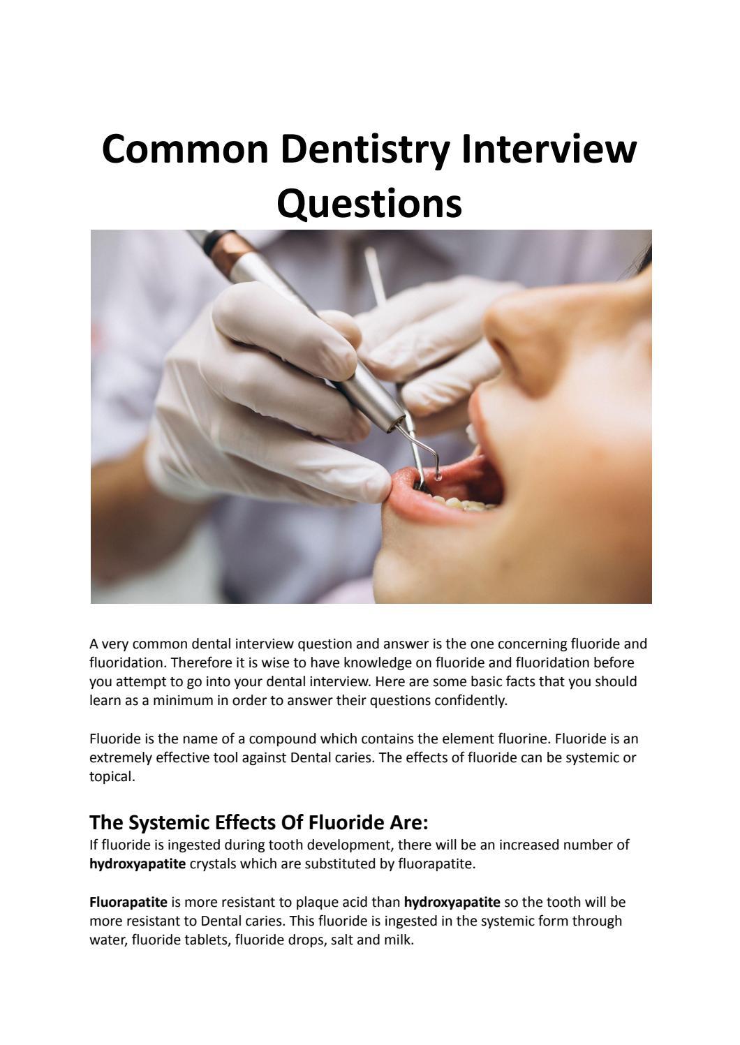 Common Dentistry Interview Questions by Dominic Thorncroft Issuu