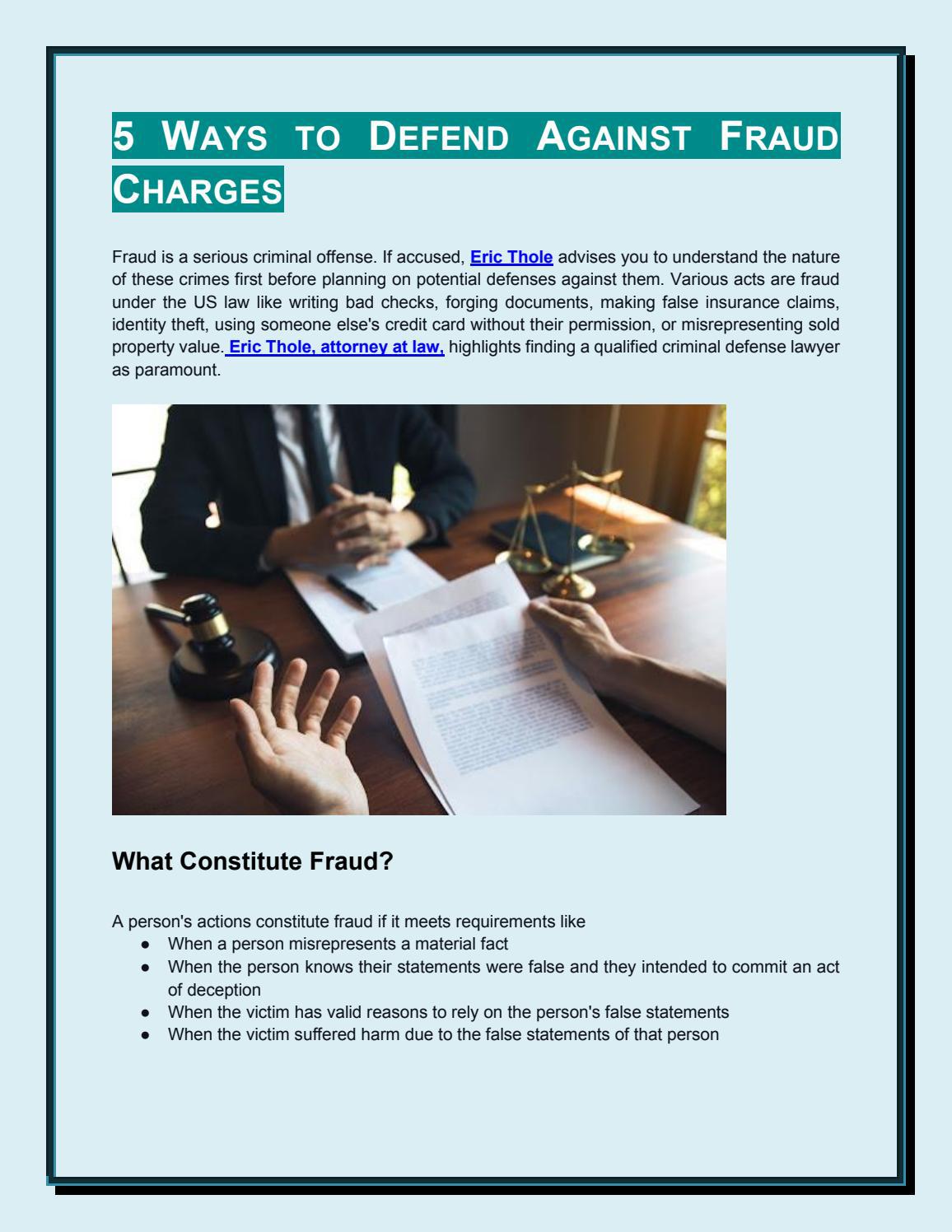 5 WAYS TO DEFEND AGAINST FRAUD CHARGES