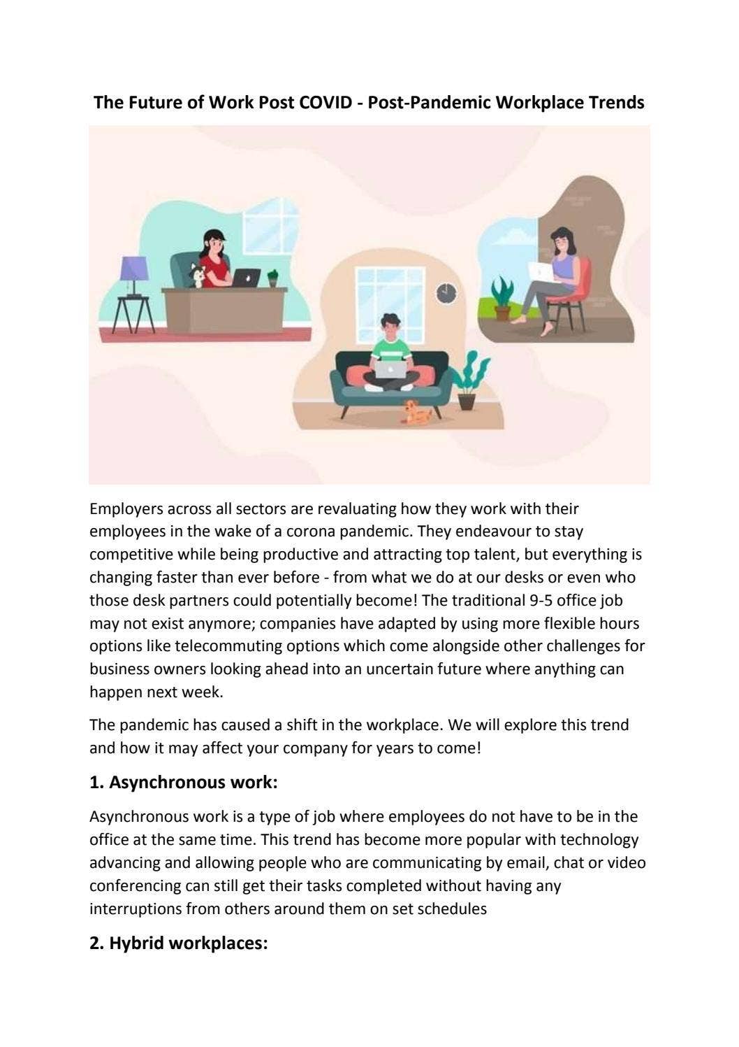 Post-Pandemic Workplace Trends - A Shift in Tomorrow’s World of Work by ...