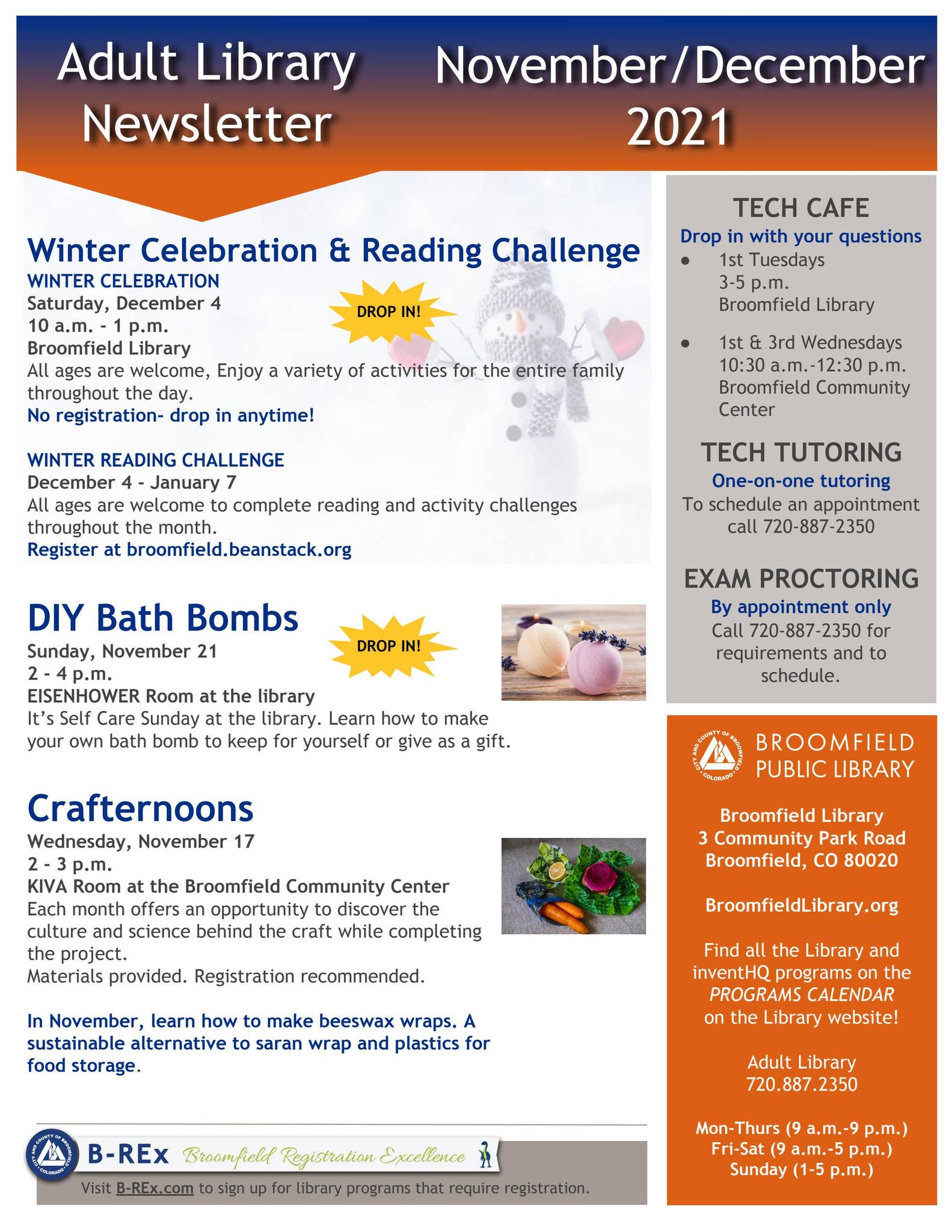 Broomfield Library Adult Newsletter November and December 2021 by