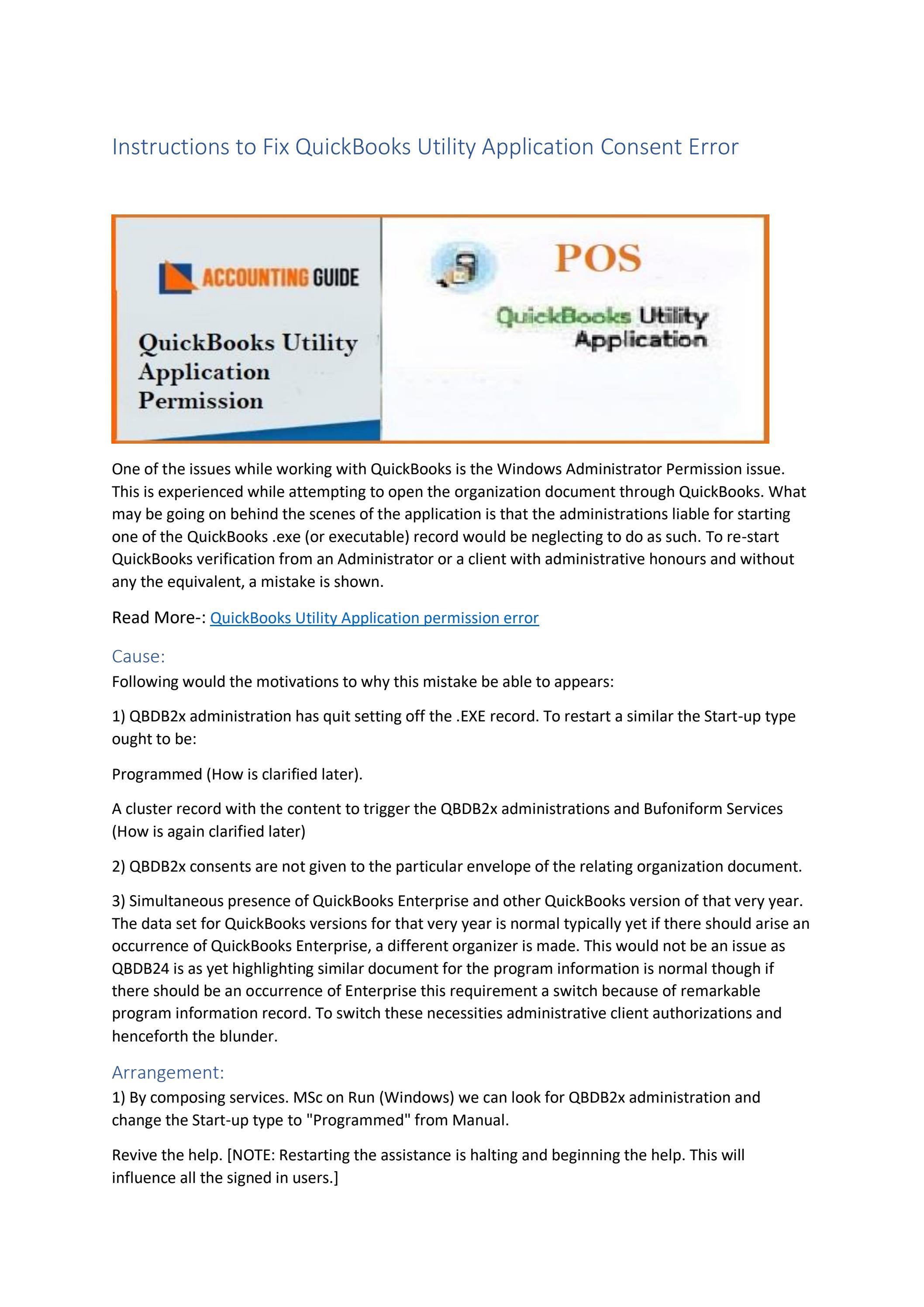 How to Fix QuickBooks Utility Application permission error by