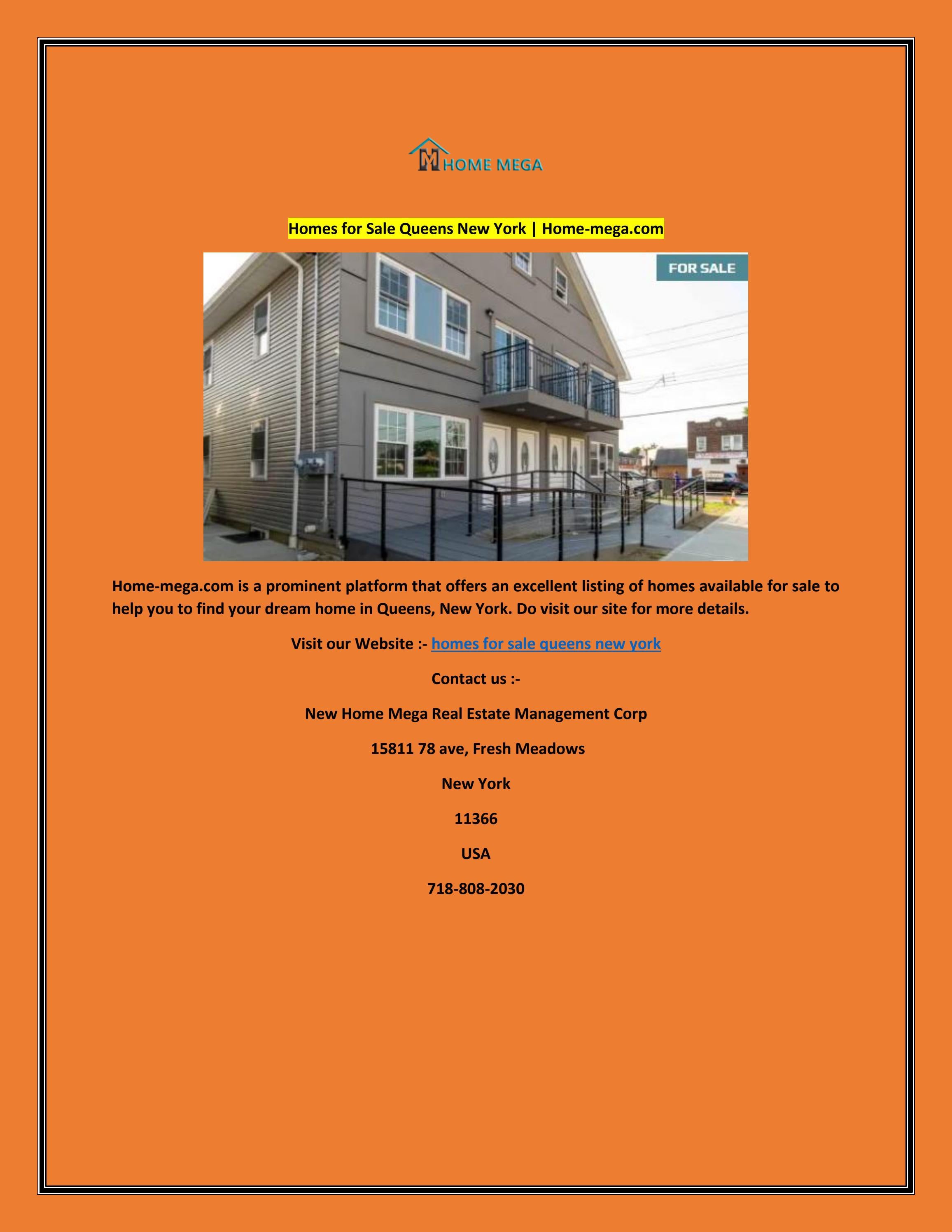 Homes for Sale Queens New York by Home Mega Management