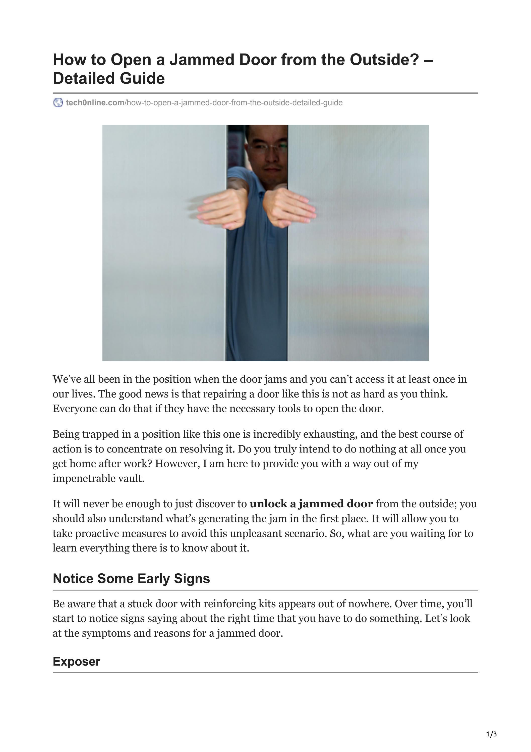 How to Open a Jammed Door from the Outside? Detailed Guide by DVS Locksmith Issuu