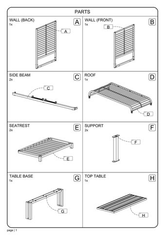 ASSEMBLY INSTRUCTION SOMBRERO LOUNGEBOOTH ALUMINUM SLATS 第 2 页