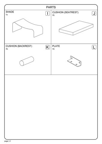 ASSEMBLY INSTRUCTION SOMBRERO LOUNGEBOOTH ALUMINUM SLATS 第 3 页