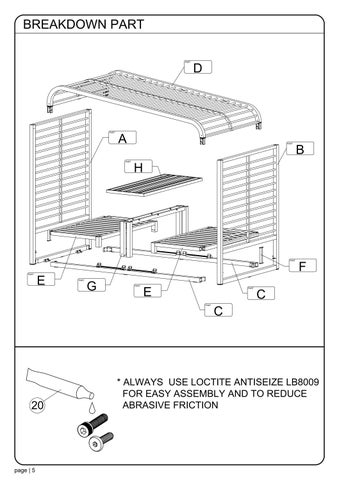 ASSEMBLY INSTRUCTION SOMBRERO LOUNGEBOOTH ALUMINUM SLATS 第 6 页