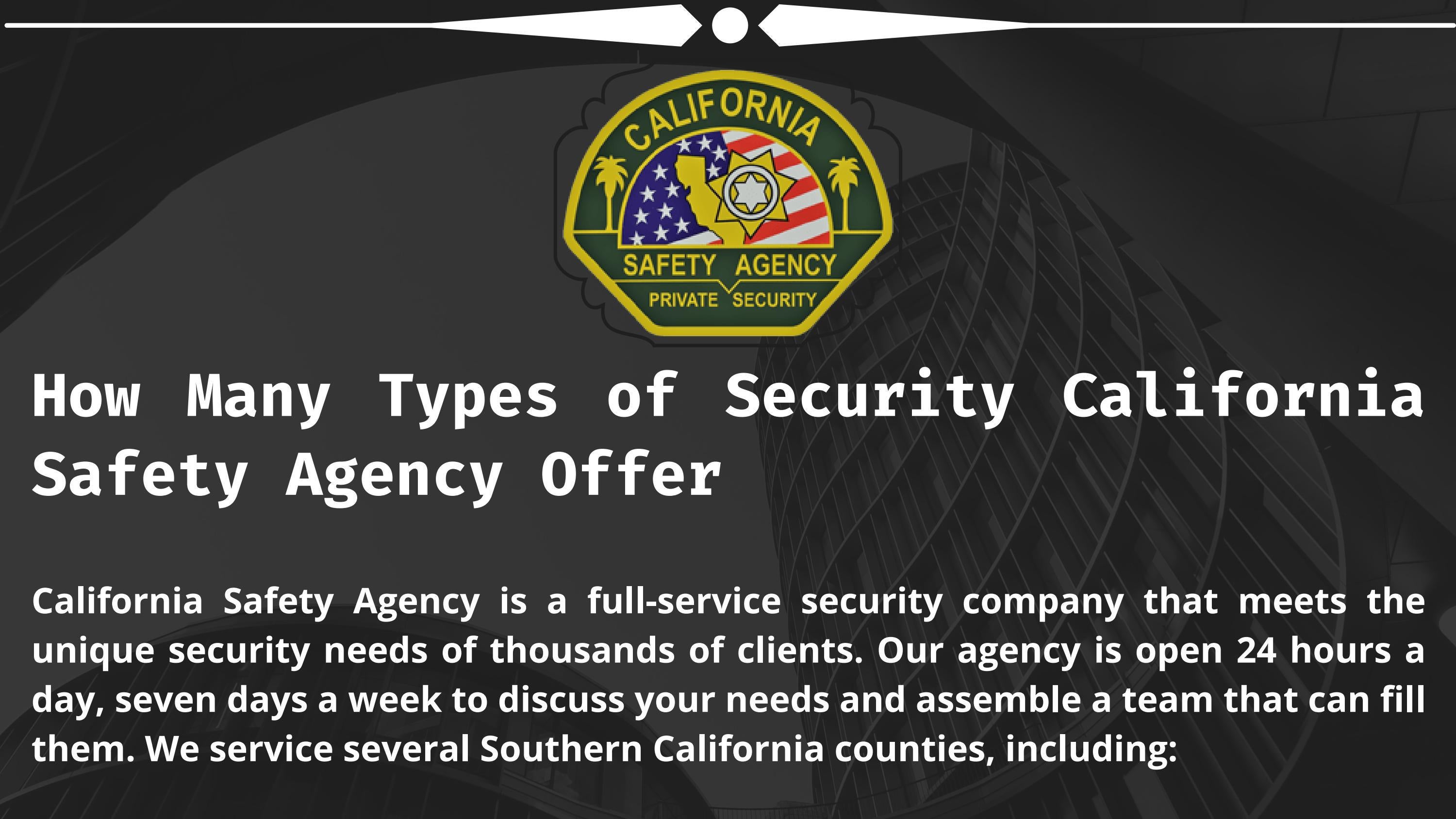 How Many Types of Security California Safety Agency Offer by California