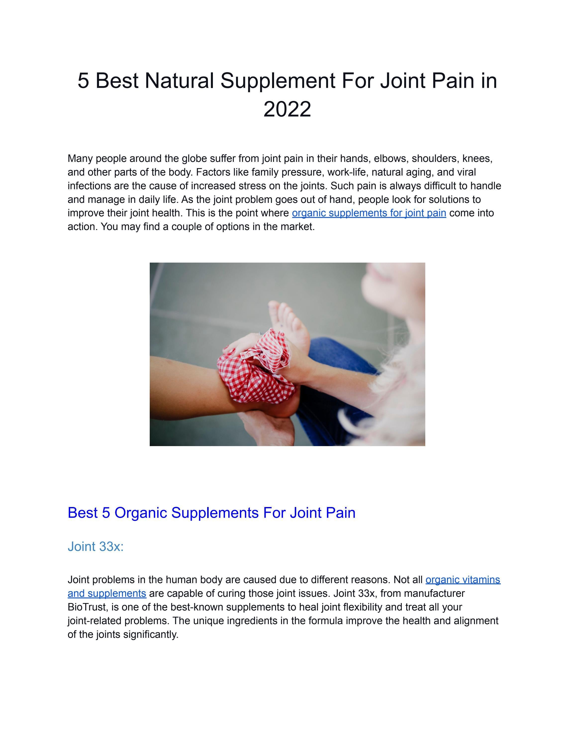 5 Best Natural Supplement For Joint Pain in 2022 by GREEN ORGANIC