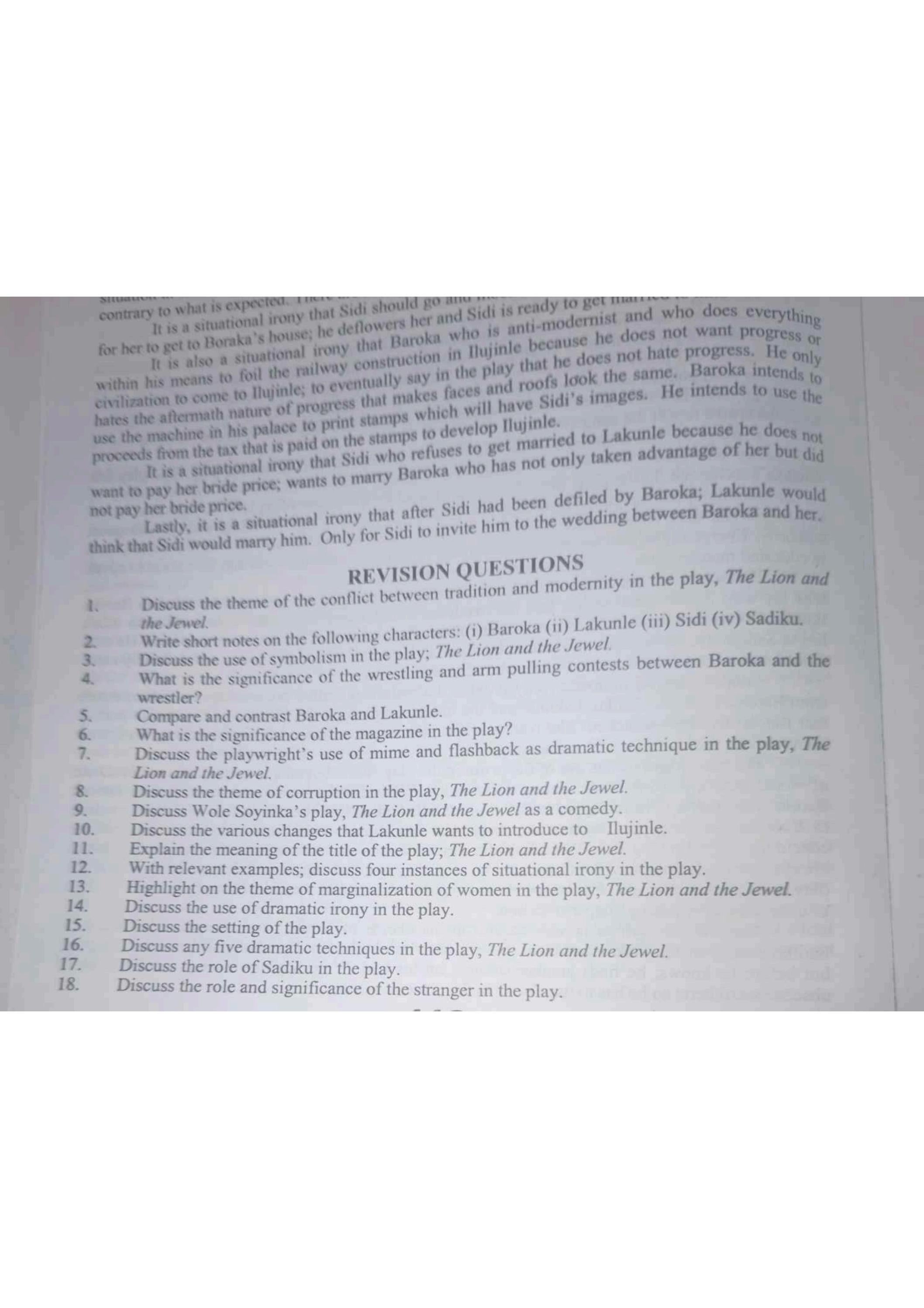 Module 3 Assignment on Plot Review of The Lion and the Jewel by Gra